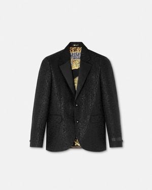 Versace Blazer De Botonadura Sencilla Leopard - Negro