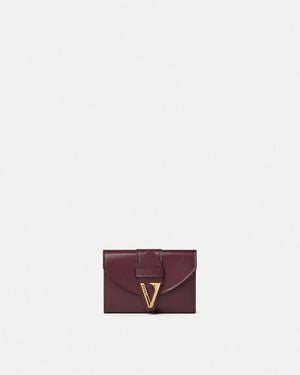 Versace V Leather Wallet - Purple
