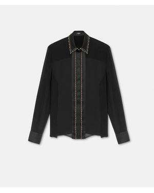 Versace Embellished Silk Georgette Relaxed Shirt - Black
