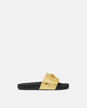 Versace La Medusa Rubber Sliders - Metallic