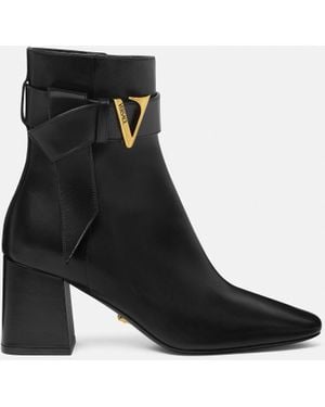 Versace V Leather Boots 70 Mm - Black
