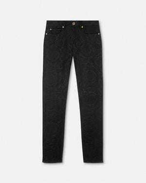 Versace Jacquard Slim Jeans - Black