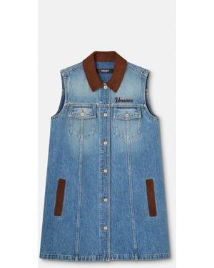 Versace Denim A-Line Dress - Blue