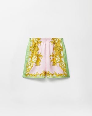 Versace Printed Silk Twill Shorts - Metallic
