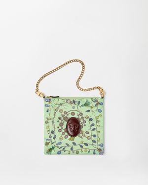 Versace Cabine Printed Duchesse Shoulder Bag - Green