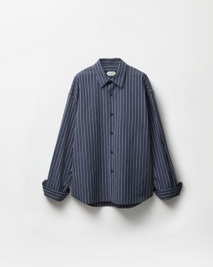 Versace Striped Cotton-Poplin Loose Shirt - Blue