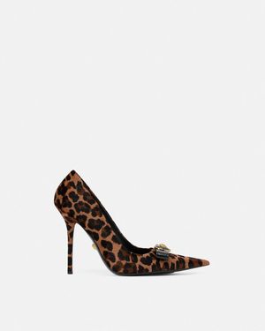 Versace Gianni Ribbon Escarpins Leopard 110 Mm - White