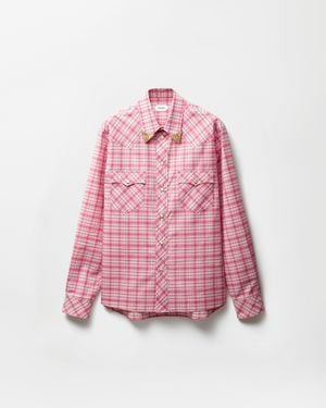 Versace Checked Cotton-Poplin Slim Shirt - Pink