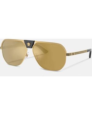 Versace Greca Flow Navigator Sunglasses - Natural