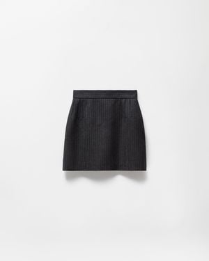 Versace Pinstripe Wool Twill Mini Skirt - Black