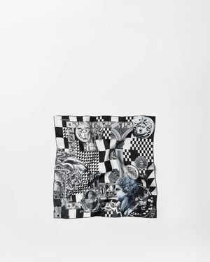 Versace Printed Silk Twill Scarf 55 Cm - White