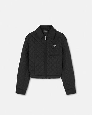 Versace Quilted Crop Blouson Jacket - Black