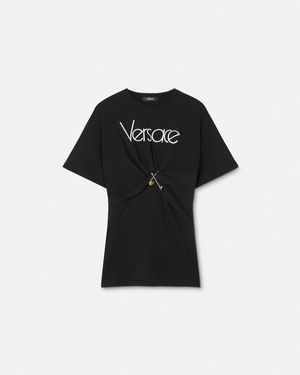 Versace 1978 Re-Edition Logo Safety Pin T-Shirt - Black