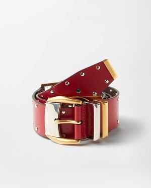 Versace Studded Leather Belt 4 Cm - Red