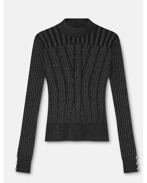Versace Lurex-Blend Ribbed Knit Top - Black
