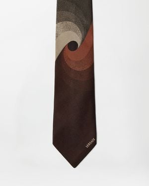 Versace Printed Jacquard Silk Tie - Brown