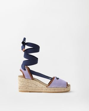 Versace Lola Keilsandalen Aus Wildleder 65 Mm - Blau