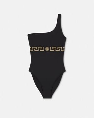 Versace Maillot De Bain Une Pièce Noir À Motif Greca