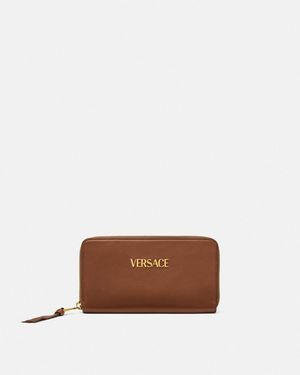 Versace Tag Nappa Wallet - Brown