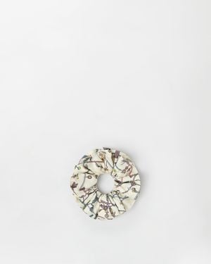 Versace Printed Silk Twill Scrunchie - White