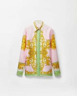 Versace Printed Silk Twill Shirt - Yellow