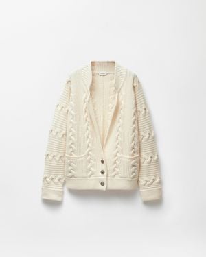 Versace Wool & Cashmere Cable-Knit Cardigan - White