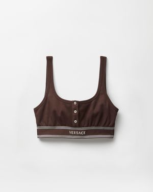 Versace Ribbed Cotton-Jersey Bralette - Brown