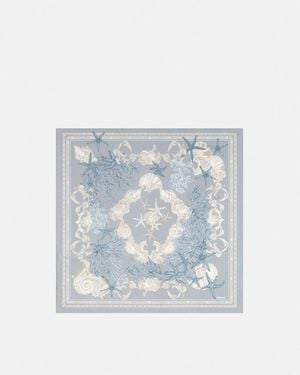 Versace Foulard Barocco Sea En Soie - Bleu