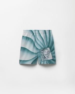 Versace Printed Cotton Shorts - Blue