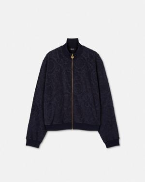 Versace Sudadera Barocco Jacquard Con Cremallera - Azul