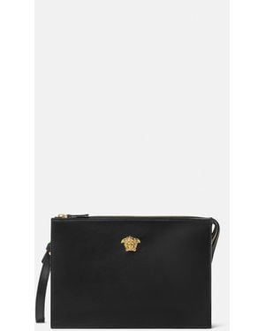 Versace La Medusa Leather Pouch - Black