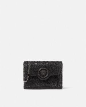 Versace La Medusa Bolso Clutch De Satén Con Adornos - Blanco