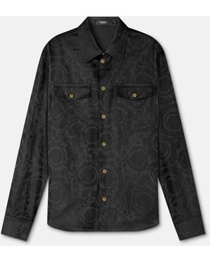 Versace Jacquard Cotton-Poplin Shirt - Black