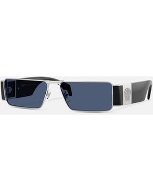Versace Medusa Plaque Rectangular Sunglasses - Blue