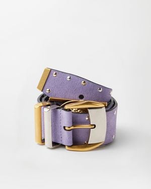 Versace Cinturón De Ante Con Tachuelas 4 Cm - Azul