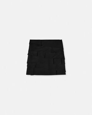 Versace Minifalda Ajustada De Revés De Satén - Negro