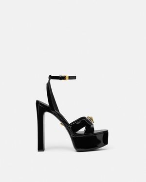Versace Gianni Ribbon Patent Sandals 140 Mm - Black