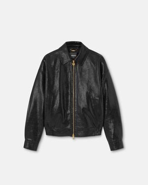 Versace Python-Effect Leather Blouson - Black