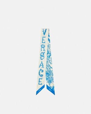 Versace Underwater Barocco Silk Scarf Tie - Blue