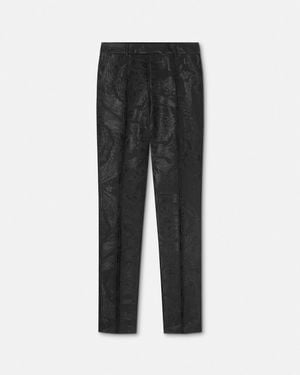 Versace Barocco Jacquard Wool-Blend Formal Pants - Black