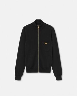 Versace Jersey De Algodón Y Cashmere Con Zip - Negro