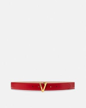 Versace V Leather Belt 1.2" - White
