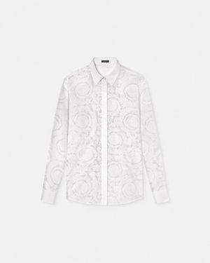 Versace Camicia Devoré Barocco - Bianco