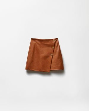 Versace Mini Jupe En Cuir Nappa Plongé - Marron