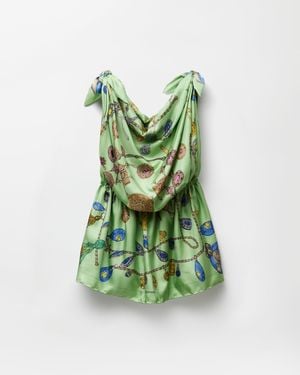 Versace Printed Silk Twill Mini Dress - Green