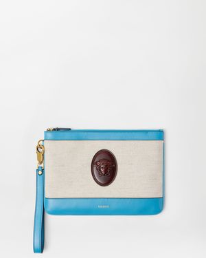 Versace Rivière Canvas Pouch - Blue