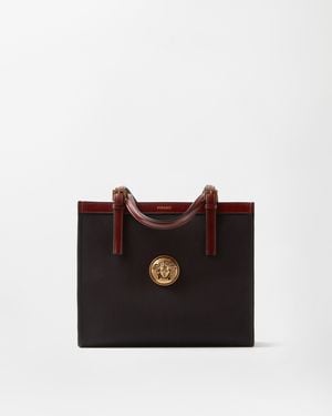 Versace Rivière Bolso Tote De Lona - Negro