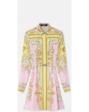 Versace Embellished Draped Sequined Silk-Chiffon Mini Dress in Pink | Lyst