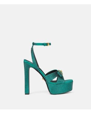 Versace Gianni Ribbon Embellished Satin Sandals 140 Mm - Green