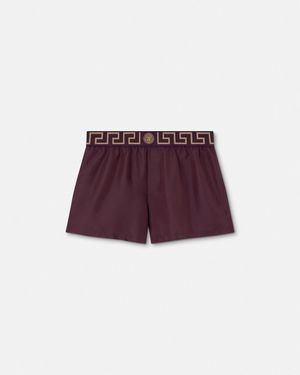 Versace Short Da Mare Con Bordo Greca - Viola